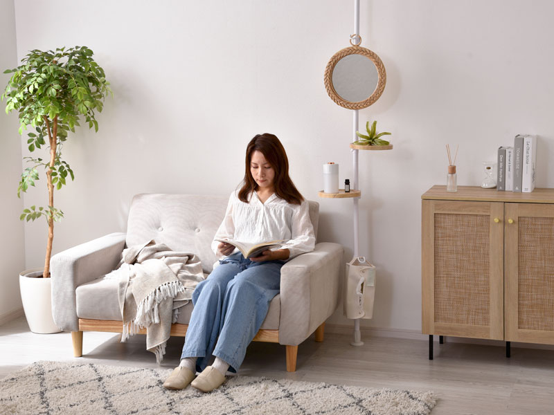 コーデュロイ 天然木 ソファ 2人掛け ダドリー