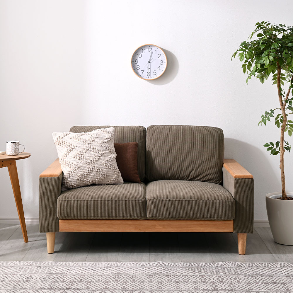 コーデュロイ 天然木 ソファ 2人掛け ロイディー