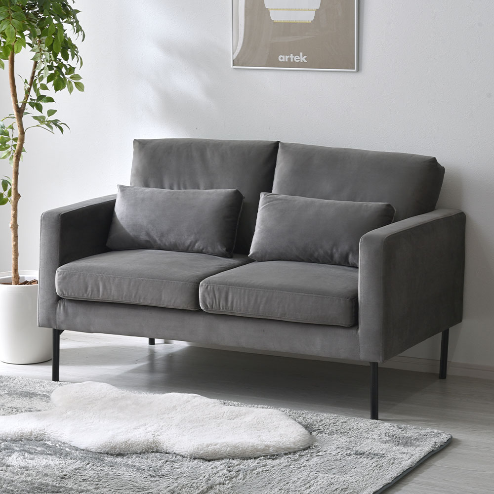 ベロア スチールレッグ 2人掛け ソファ ティーリー