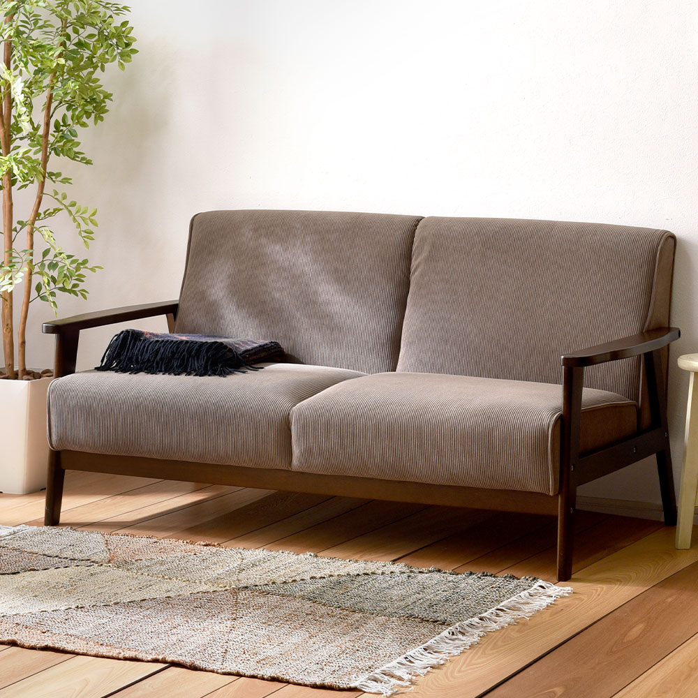 コーデュロイ 天然木フレーム 2.5人掛け 2.5Pソファ MOOD
