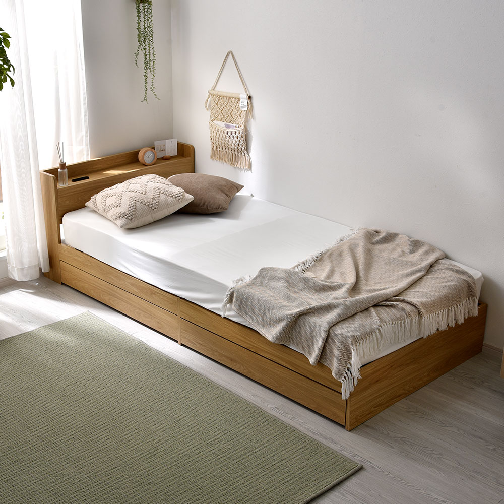 収納付きすのこベッドフレーム プティ