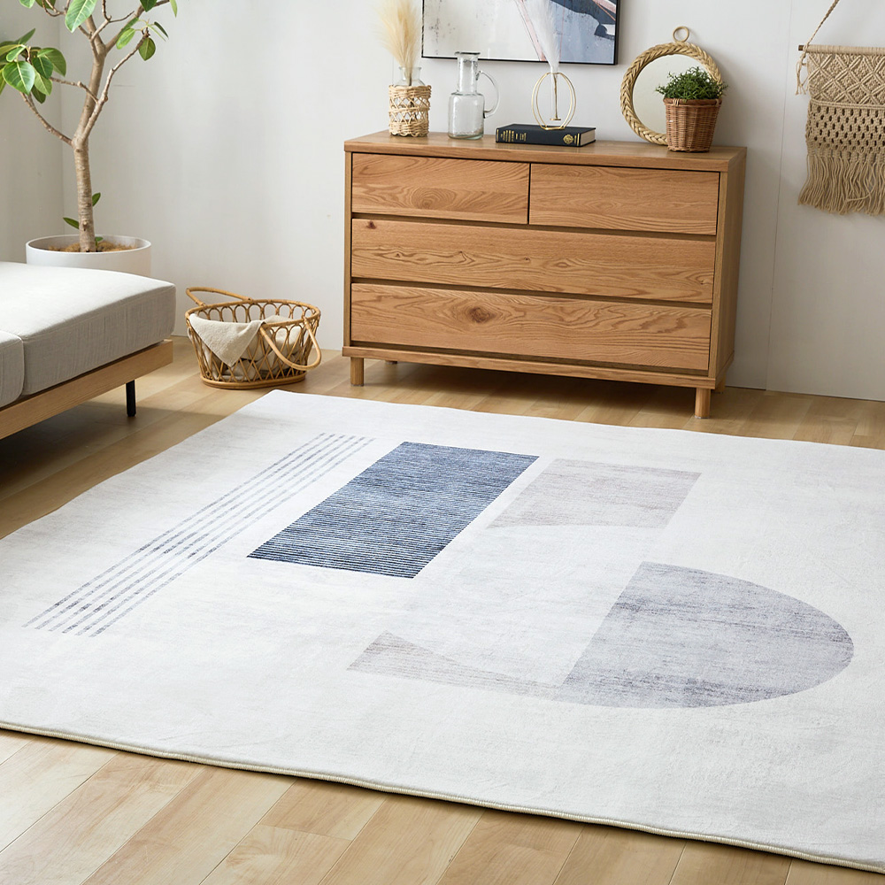 デザインプリントラグ Coppa ラウンドスクエア柄