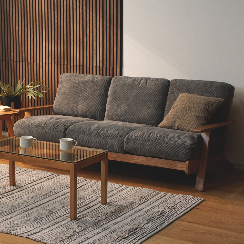 コーデュロイ 天然木 ソファ ネボ