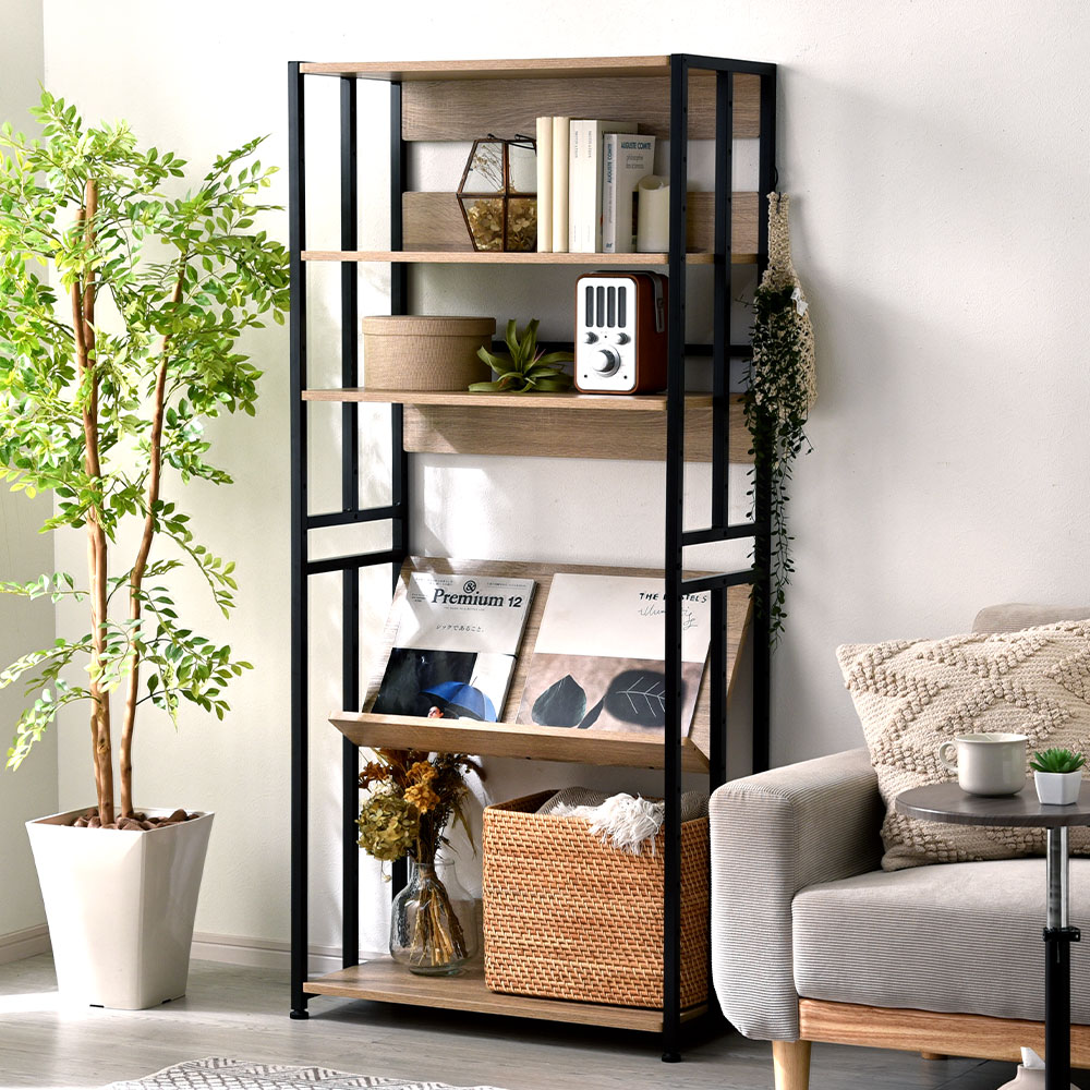 ハンガーラックになる おしゃれなデザイン5段ラック　Freed