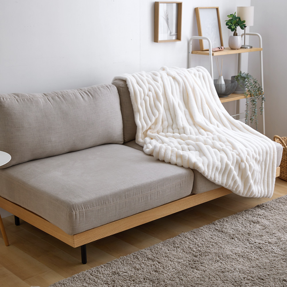 もこもこストライプ毛布　Ripple