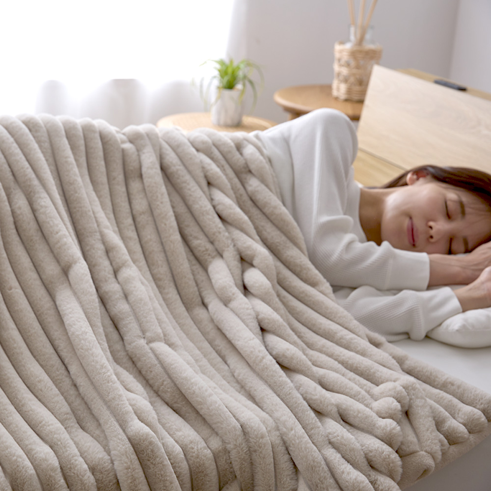 もこもこストライプ毛布　Ripple