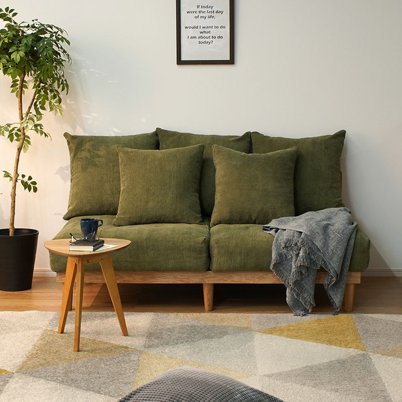 コーデュロイ 天然木 ワイドソファ ハグ