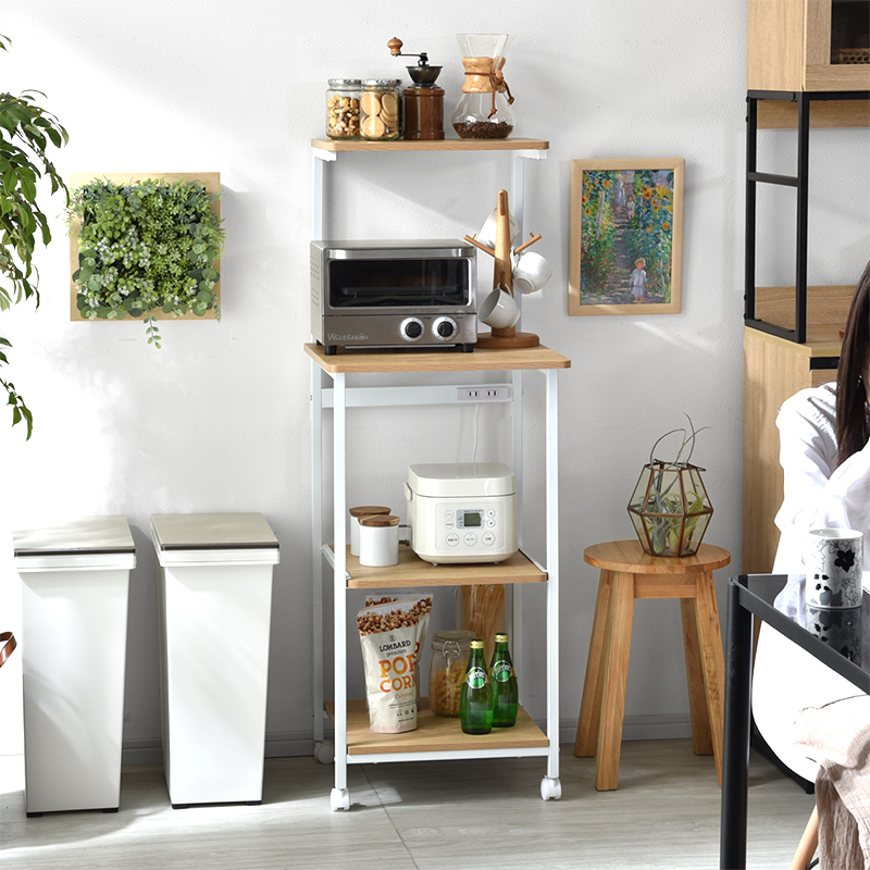 キャスター付き レンジ台 ハイタイプ 4段 ストラト｜ユニットシェルフ