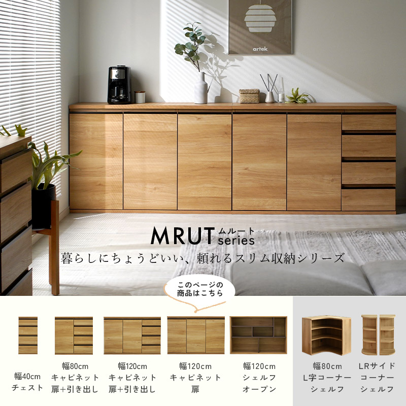 スリム キャビネット 扉 幅120 日本製 完成品 ムルート｜ユニット