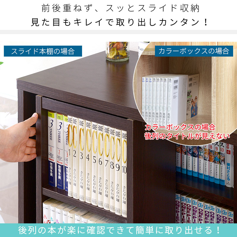 ダブルスライド書棚奥深タイプ900幅｜ユニットシェルフ 家具