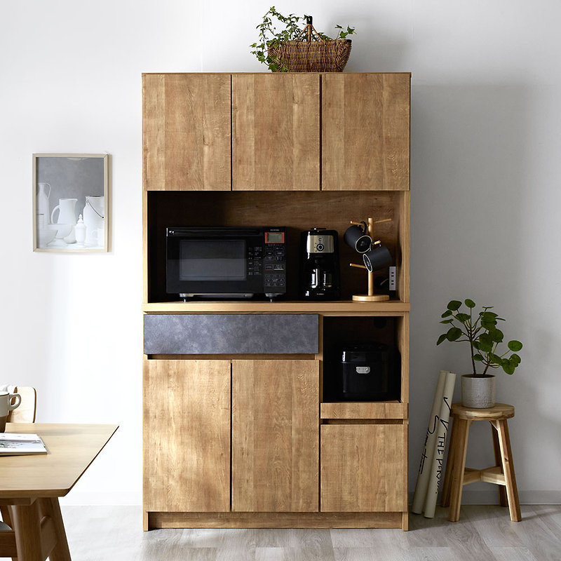 日本製 食器棚 キッチンボード 完成品 105cm ダリア｜ユニットシェルフ