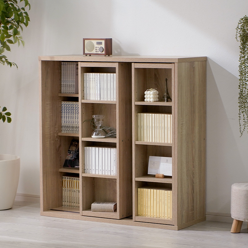 ダブルスライド書棚奥深タイプ900幅｜ユニットシェルフ 家具